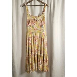 Torrid Floral Super Soft Knits Tiered Midi Dress Plus Size 1 Boho Stretch Fairy